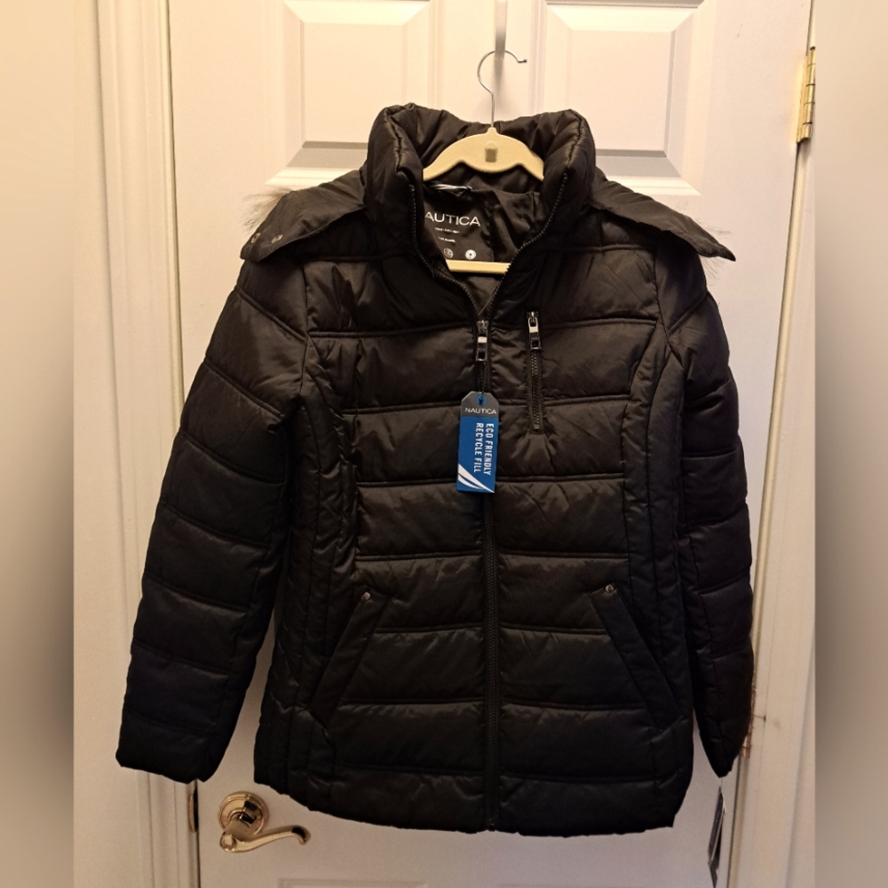 new NAUTICA JACKET womens SIZE MEDIUM black HOODED